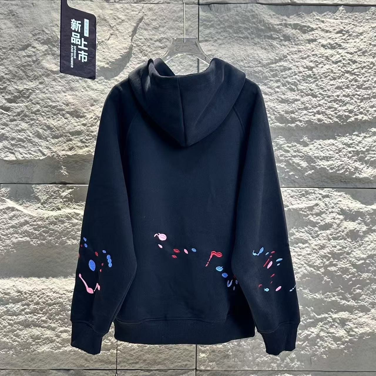New arrival Candy embroidery ink-wash hooded cardigan hoodie