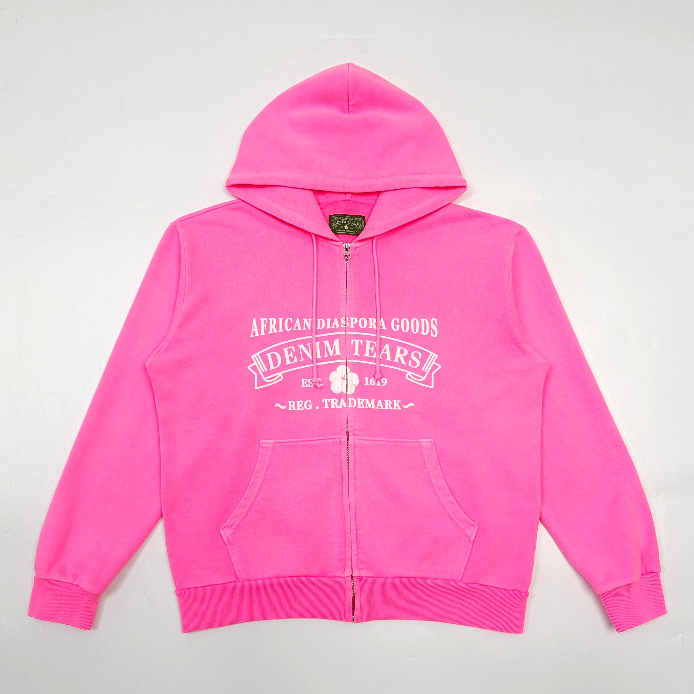 White letter printed fluorescent pink hooded sweatshirt