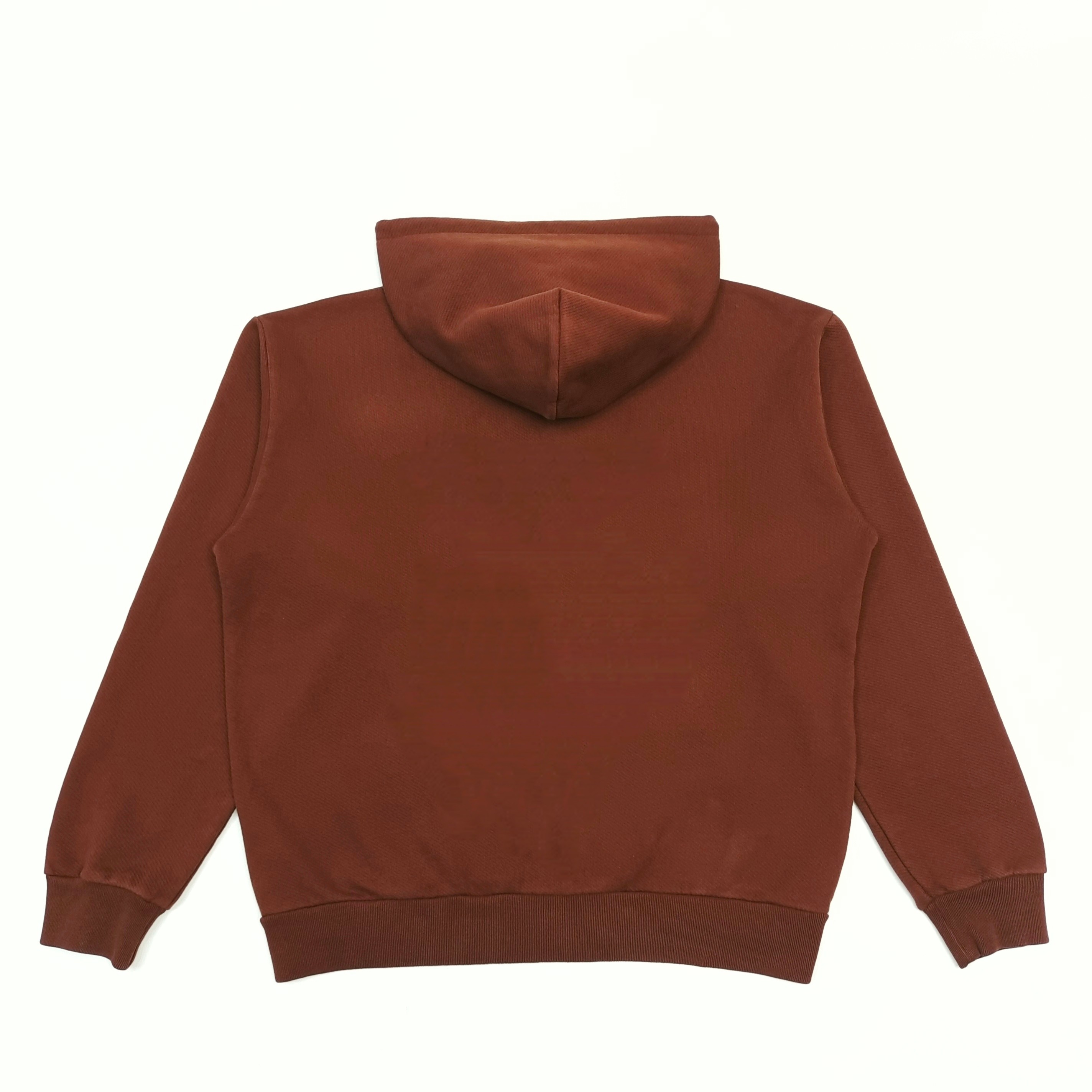 White letter printed brown hooded drawstring hoodie