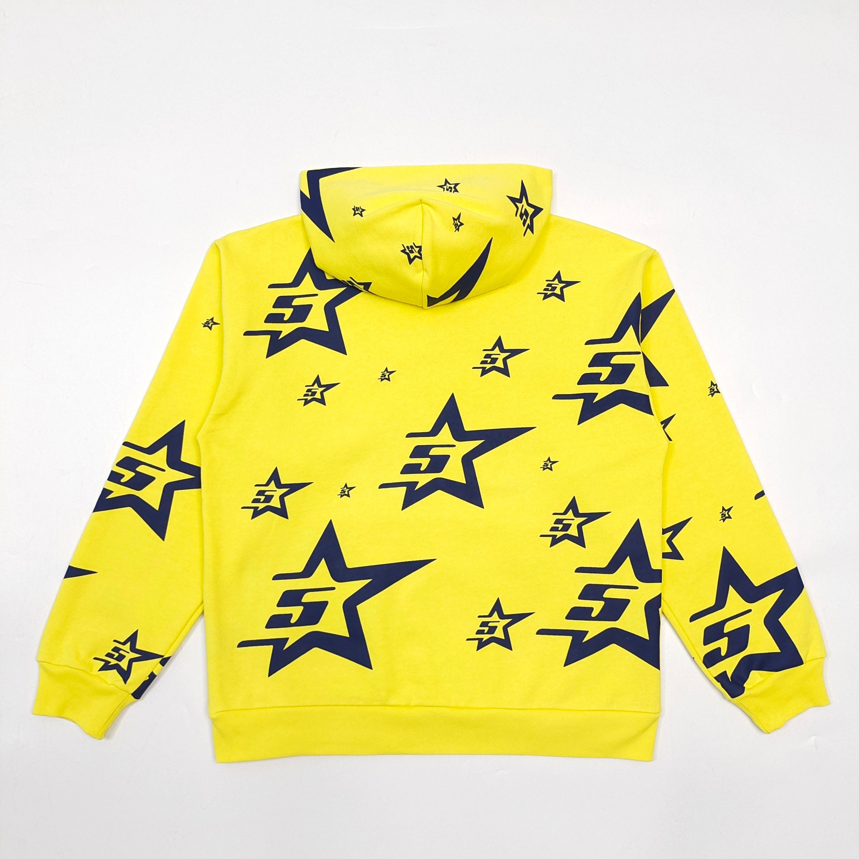 Full printed five-star yellow hoodie