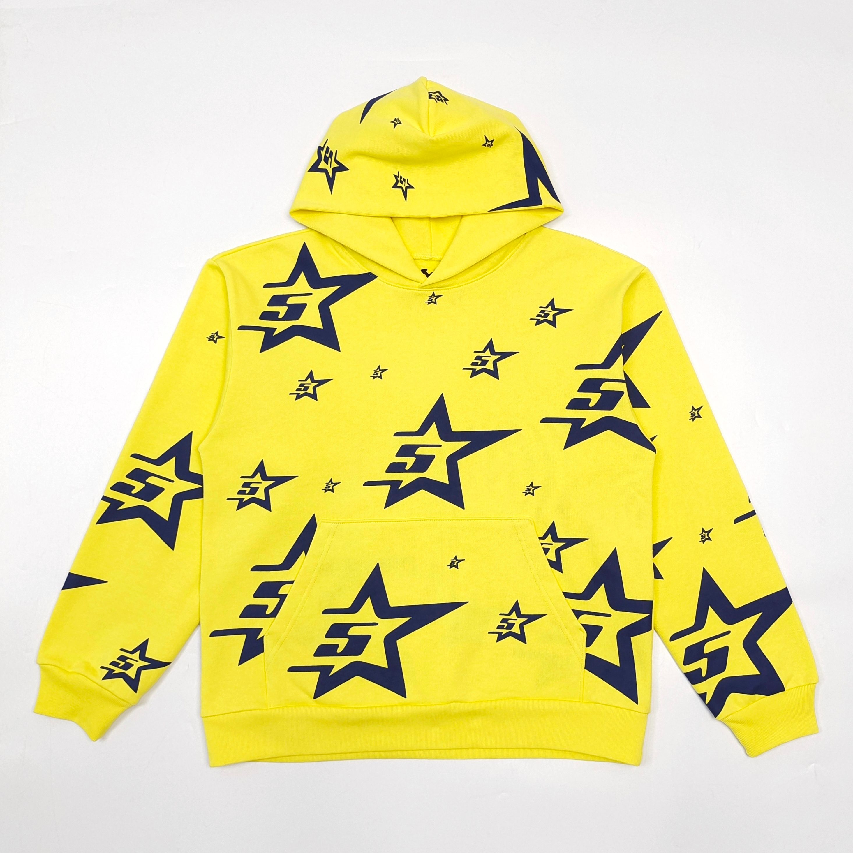 Full printed five-star yellow hoodie