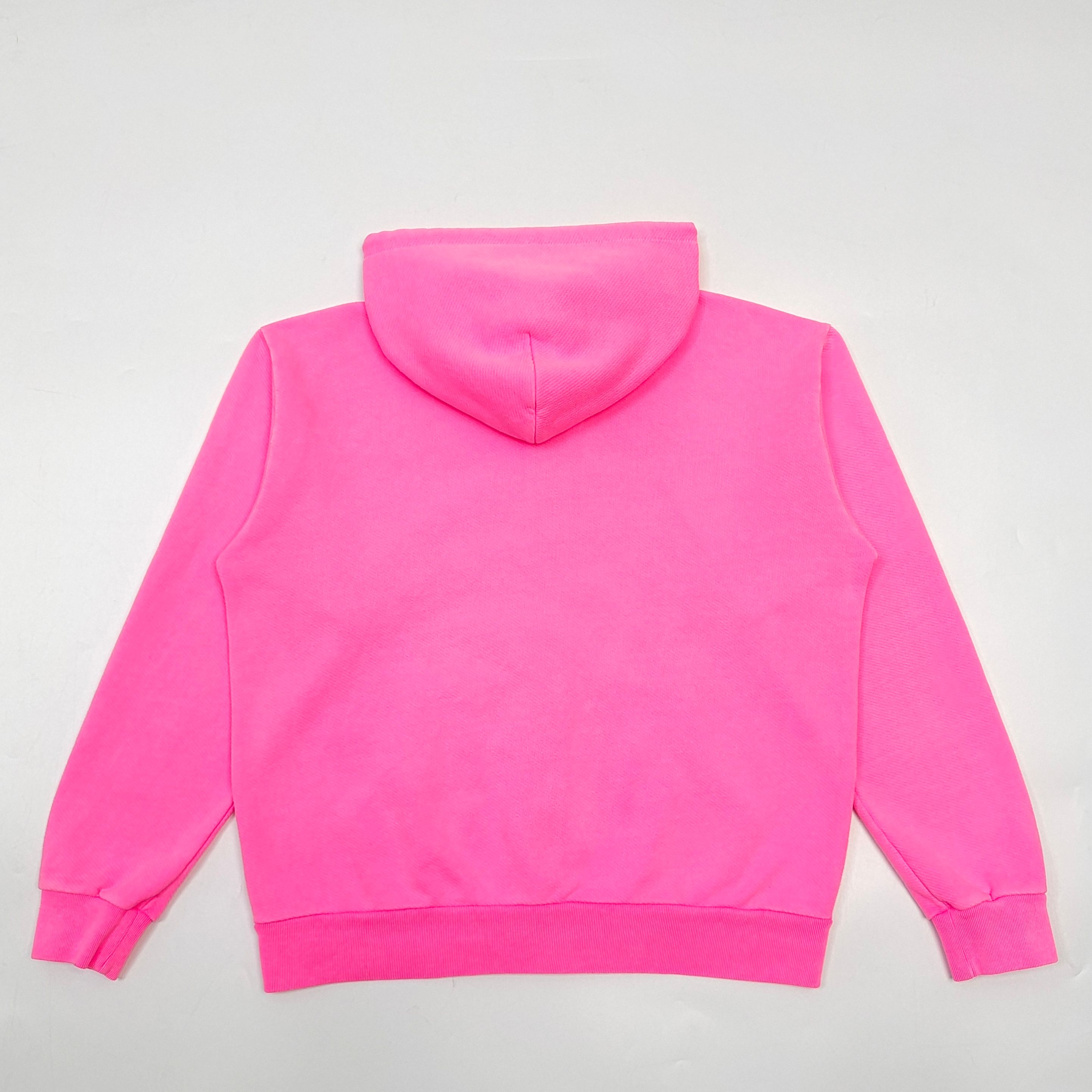 White letter printed fluorescent pink hooded sweatshirt