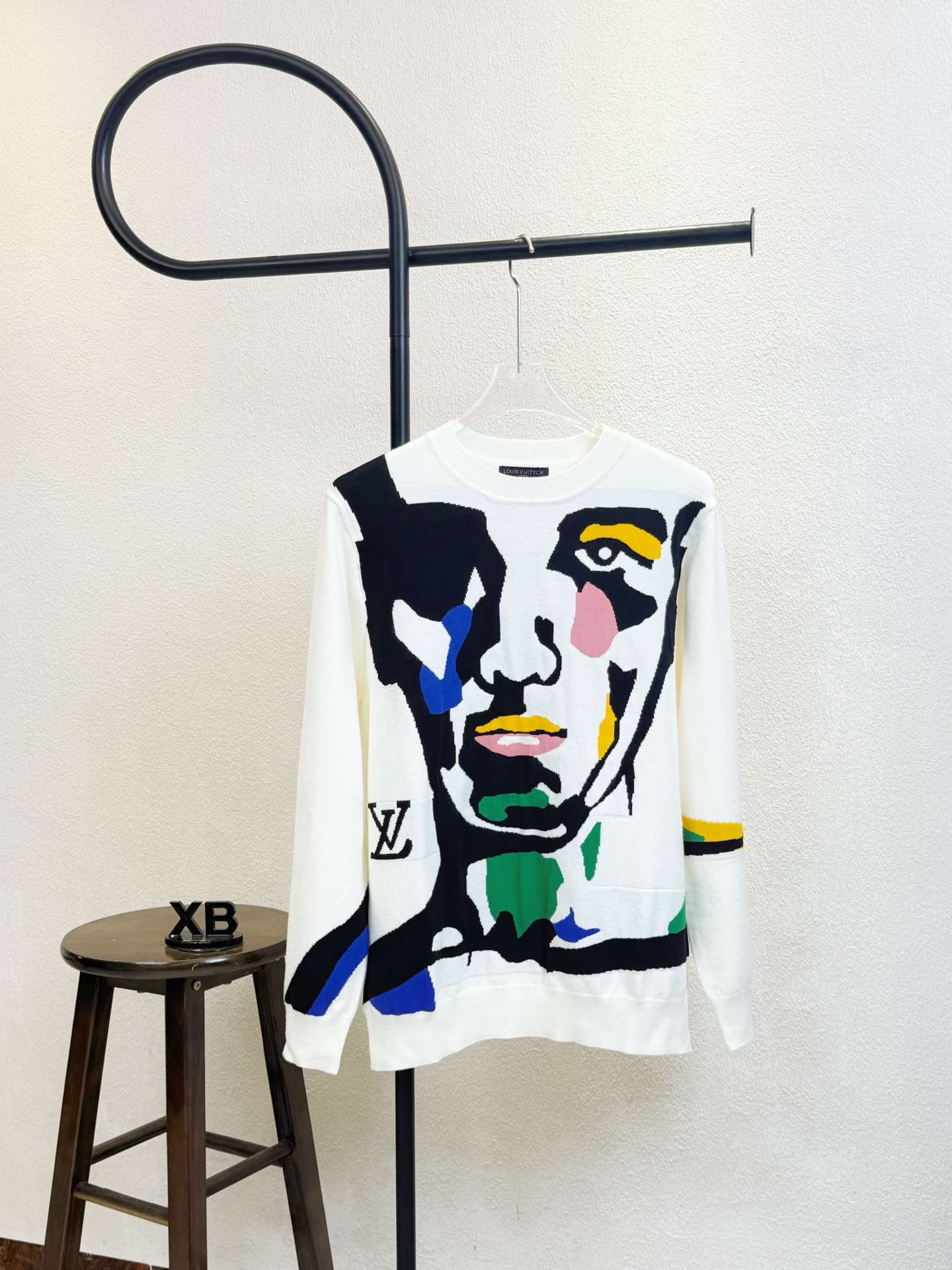 Painted face pattern knitted sweater