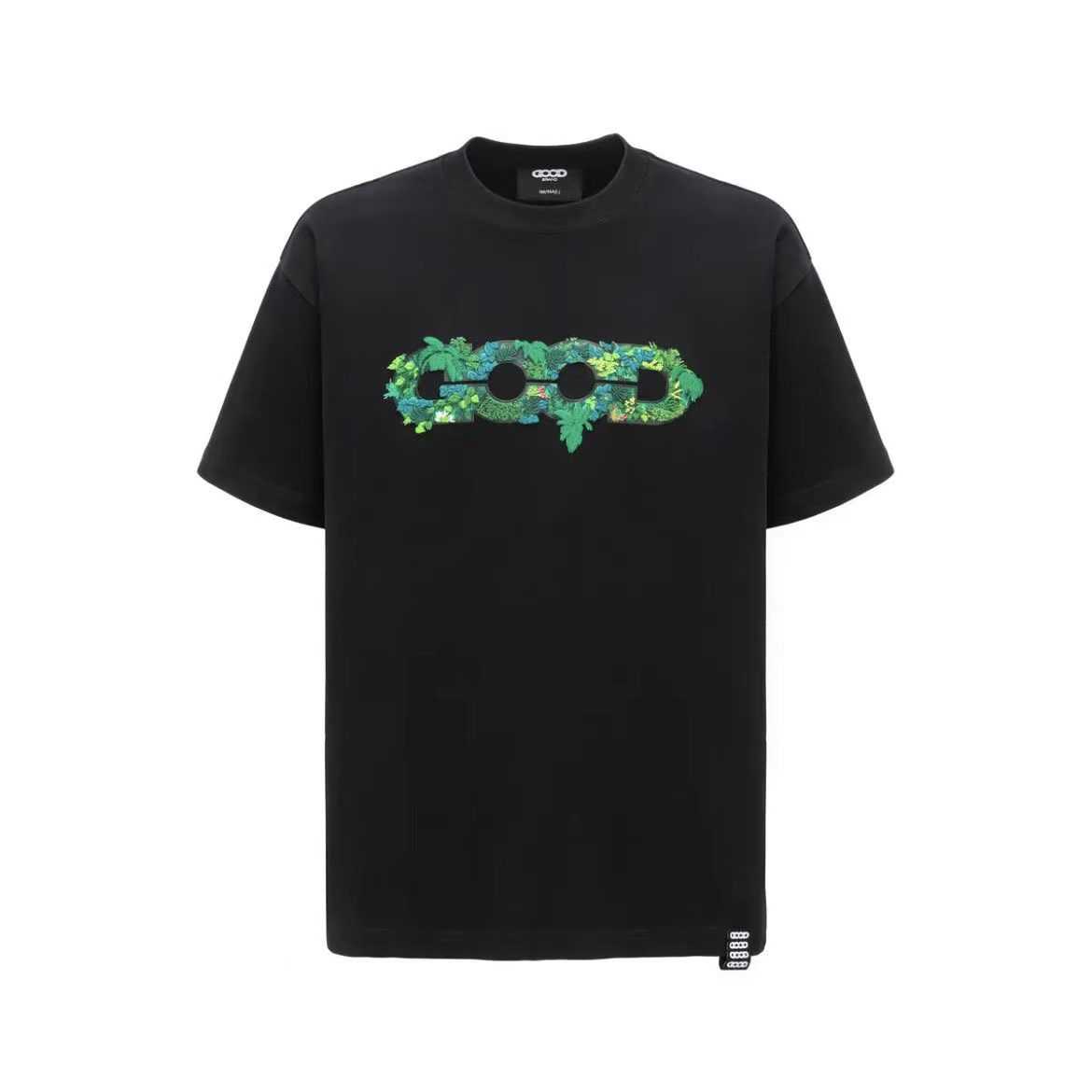New arrival Three-dimensional green plant embroidery map cotton tee
