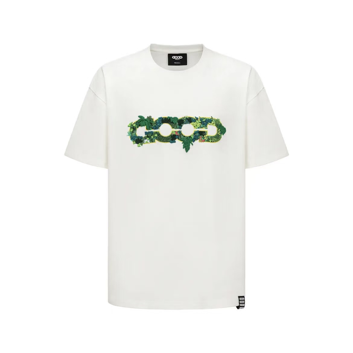 New arrival Three-dimensional green plant embroidery map cotton tee