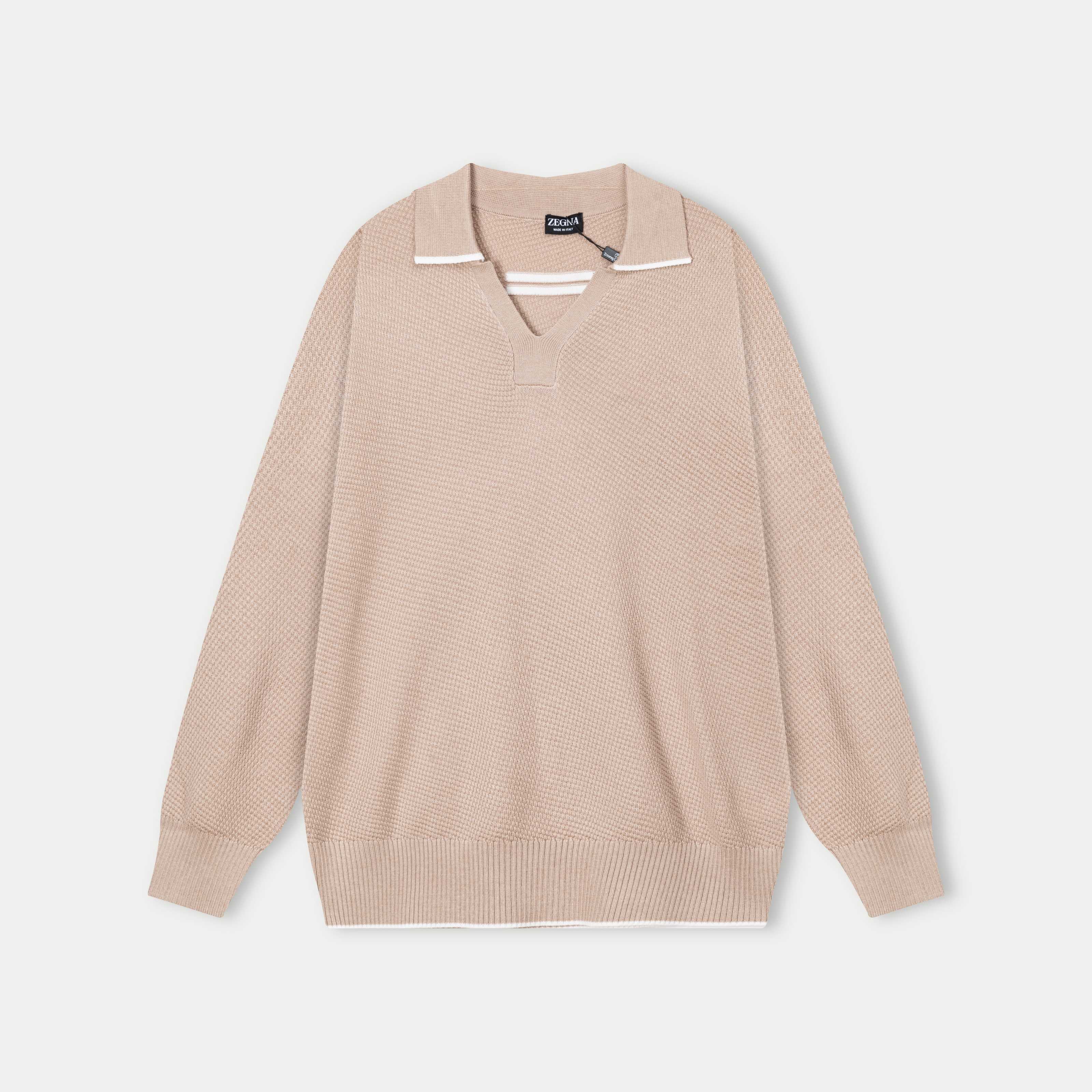 New long-sleeved wool polo shirt for autumn and winter