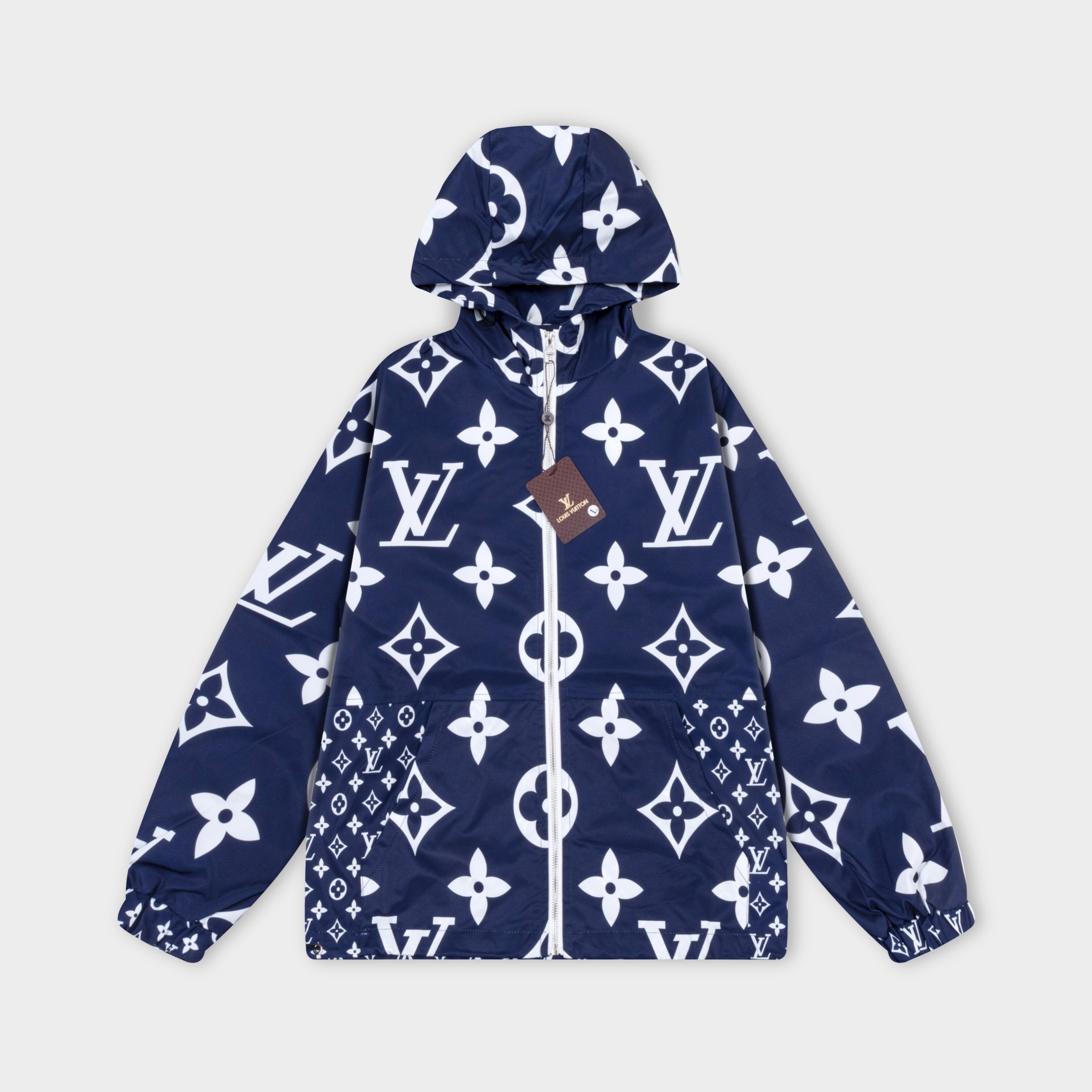 High-quality hooded jacket with a new metal Logo for autumn and winter