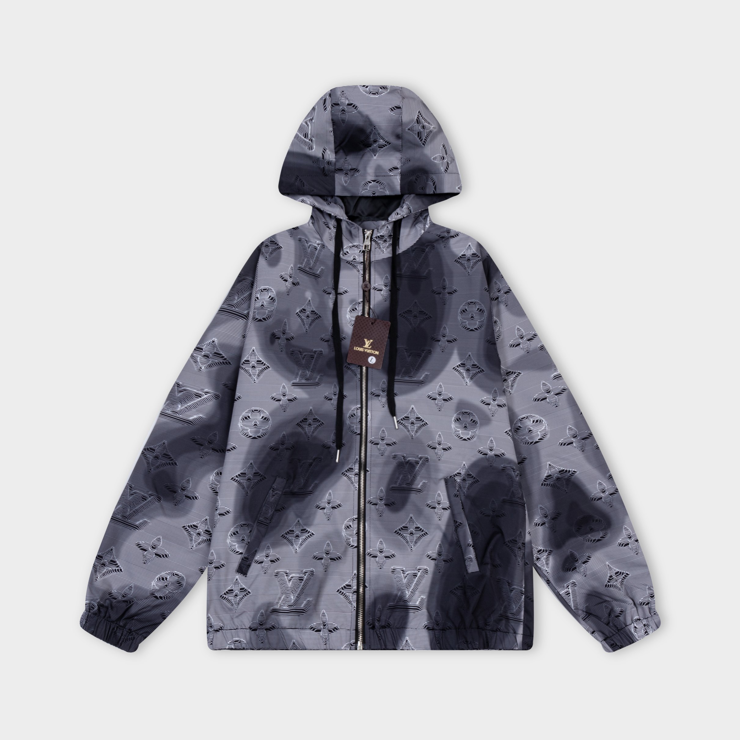 High-quality hooded coat with ink and wash dyeing for autumn and winter
