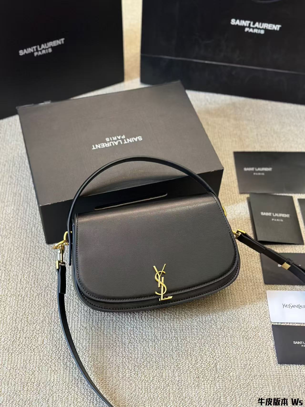 YSL/Saint Laurent Women's VOLTAIRE Mini Black Leather Shoulder Bag