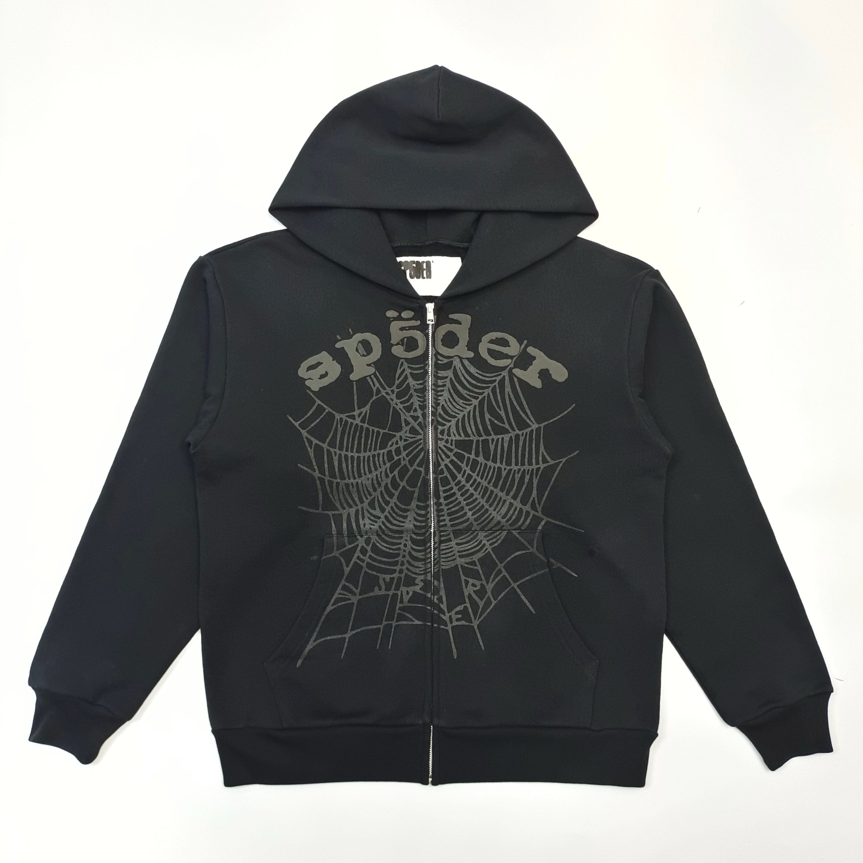 1:1 washing black puff logo hoodie