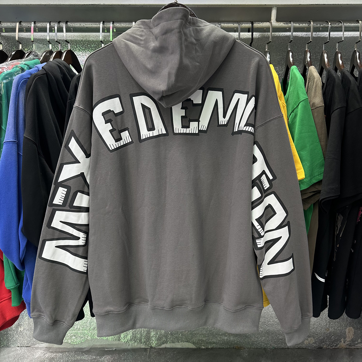 New arrival High-quality looped terry  monster print hoodie