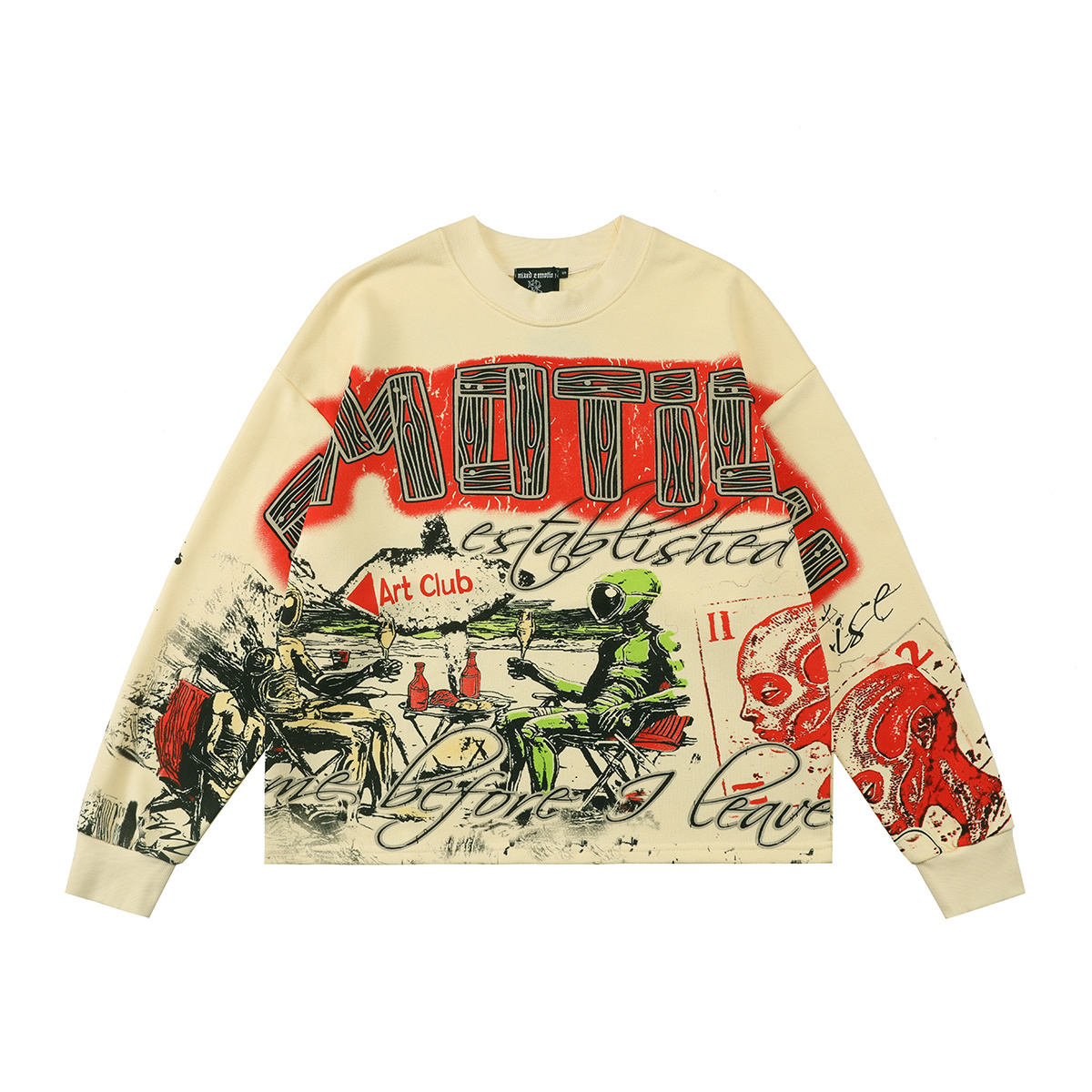 New arrival Full hand-painted design hoodie crewneck