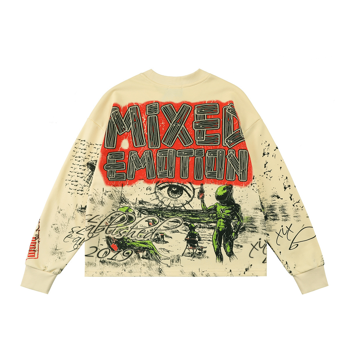 New arrival Full hand-painted design hoodie crewneck