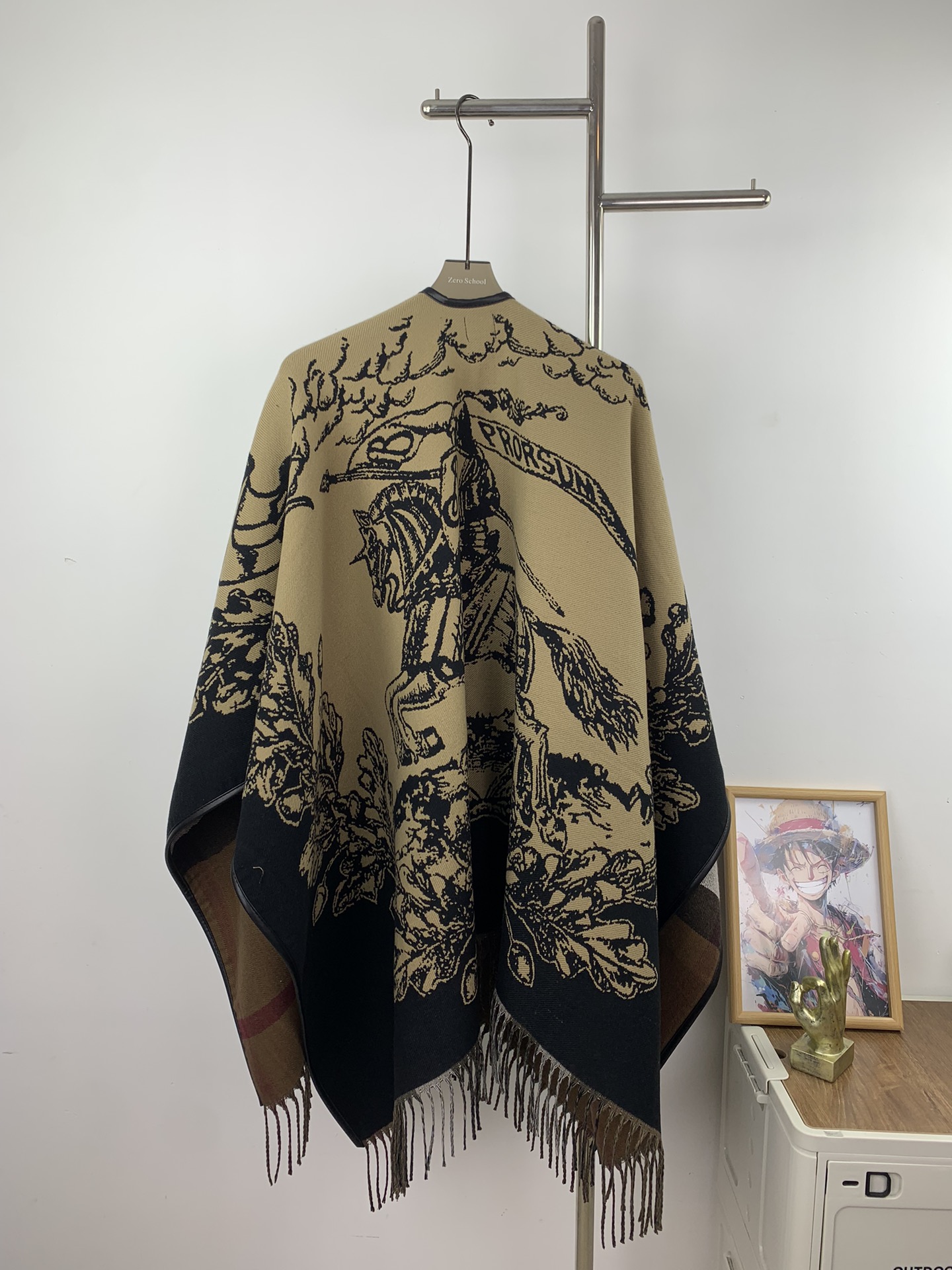 Classic Warhorse wool tassel large shawl cape