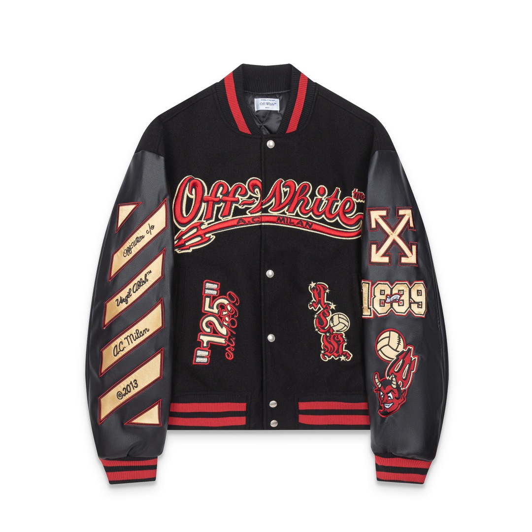 OW 24SS Heavy Embroidery Patchwork Baseball Down Cotton Jacket