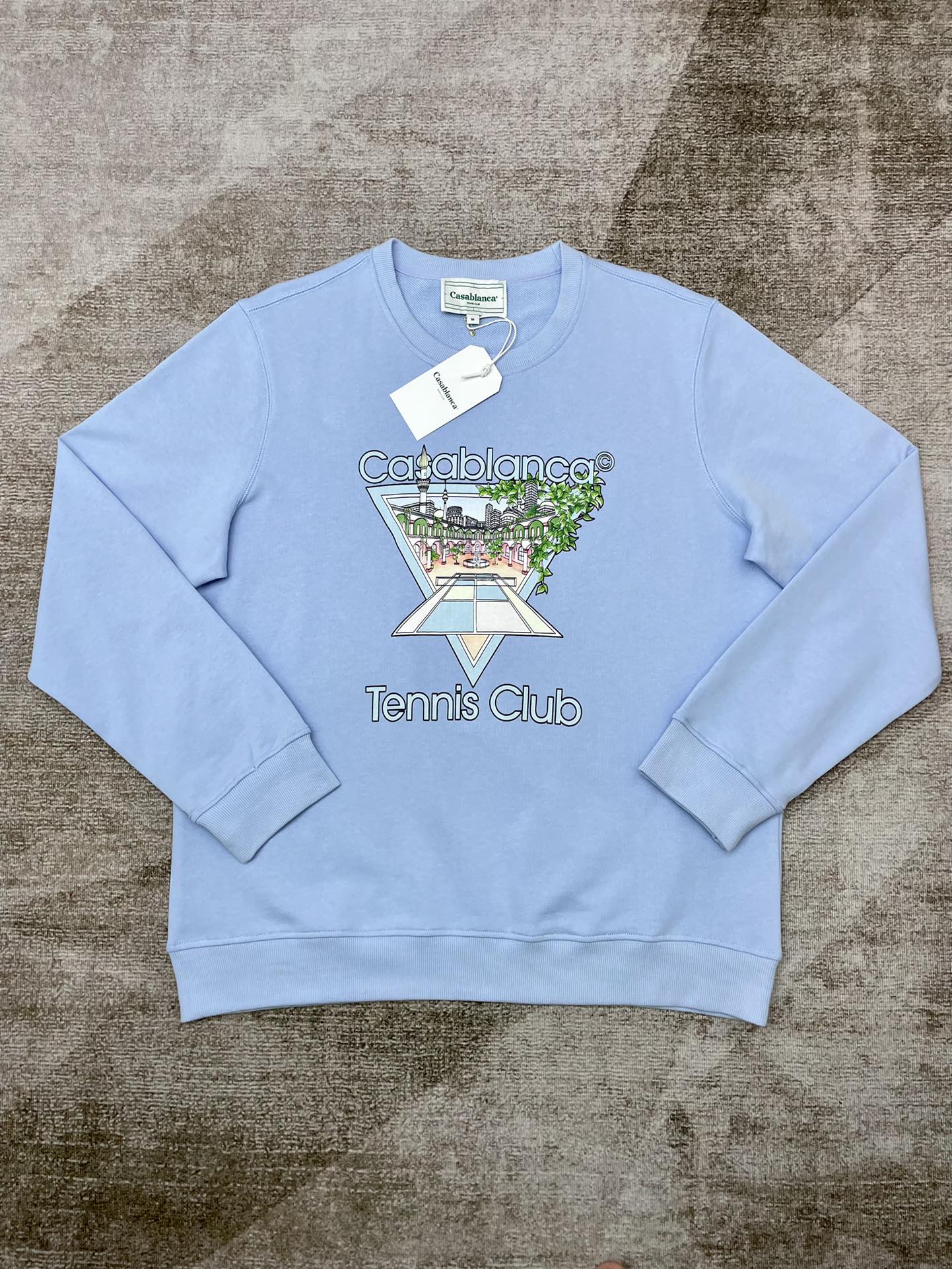 New Blue Castle Printed Round Neck Hoodie