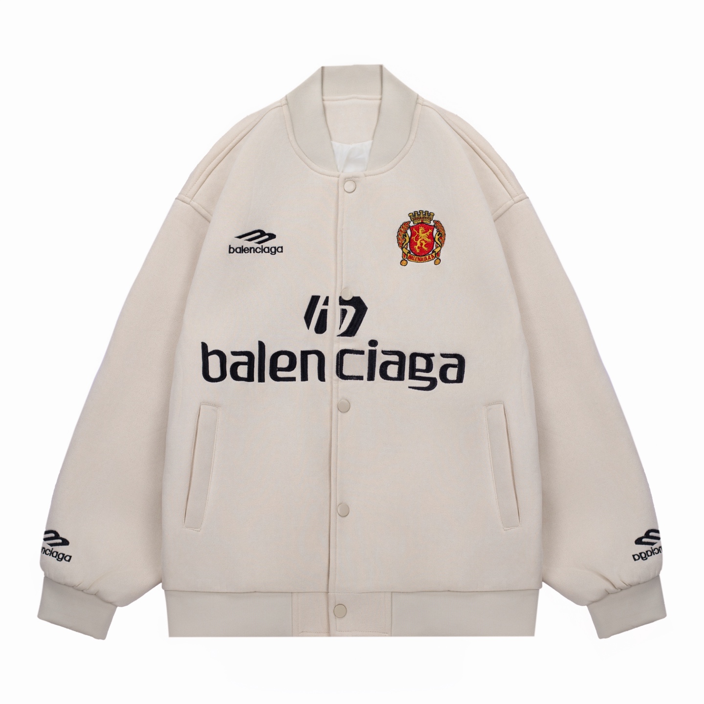 Embroidered letter baseball jacket