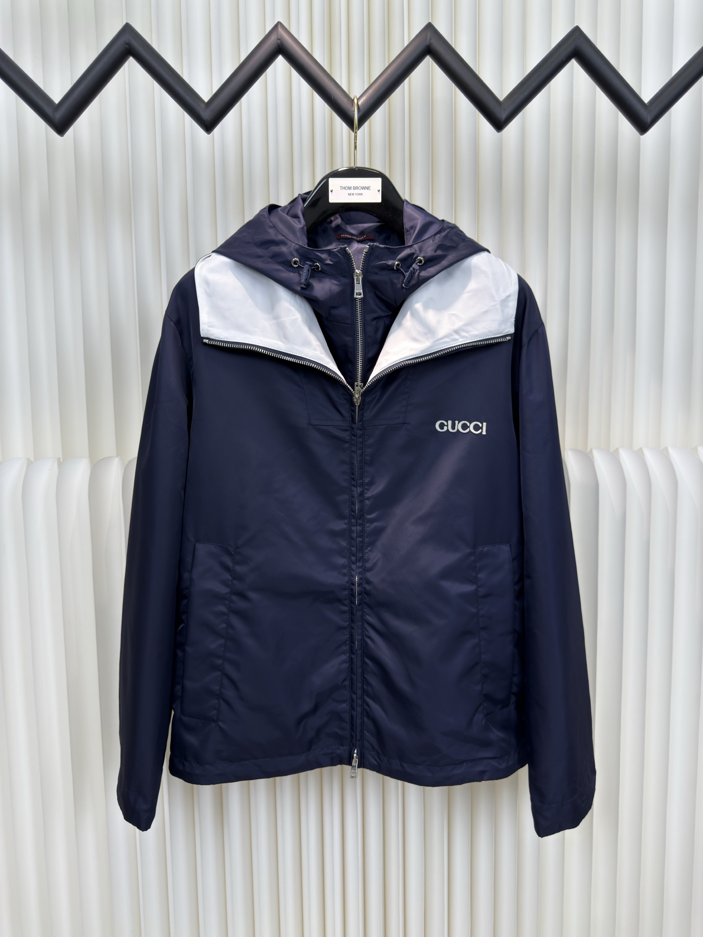Applied-patterned twill nylon jacket