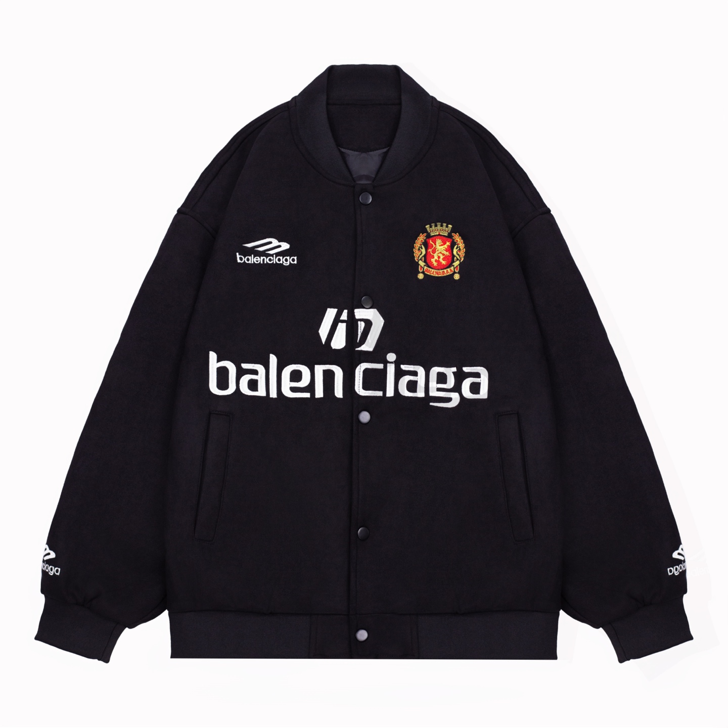 Large logo embroidered letter baseball jacket