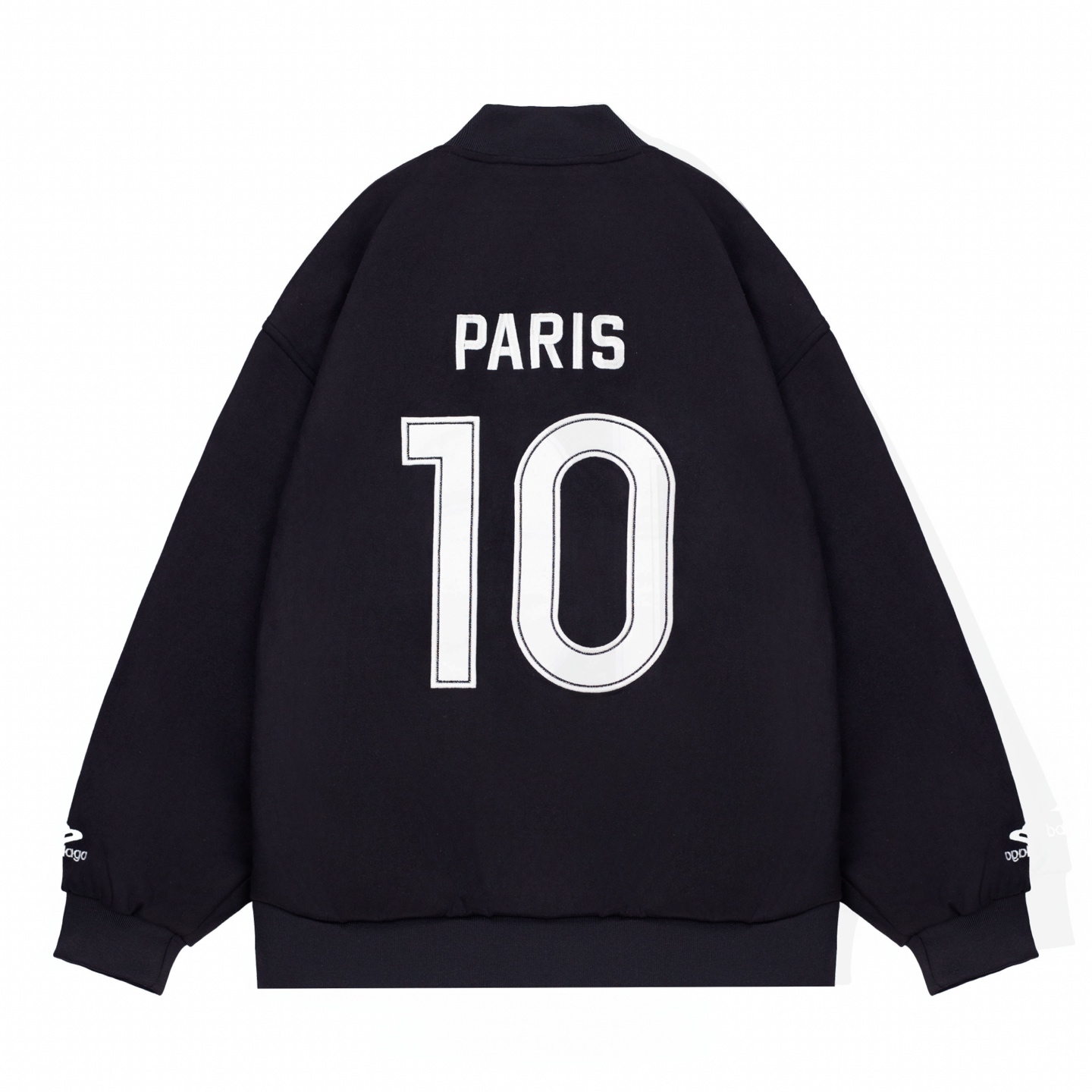 Large logo embroidered letter baseball jacket