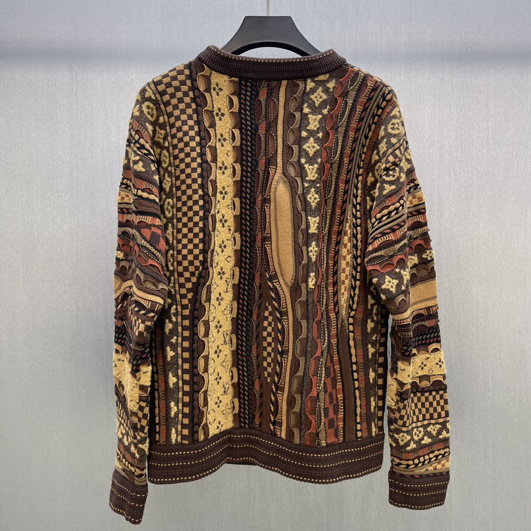 Jacquard pullover round-neck sweater