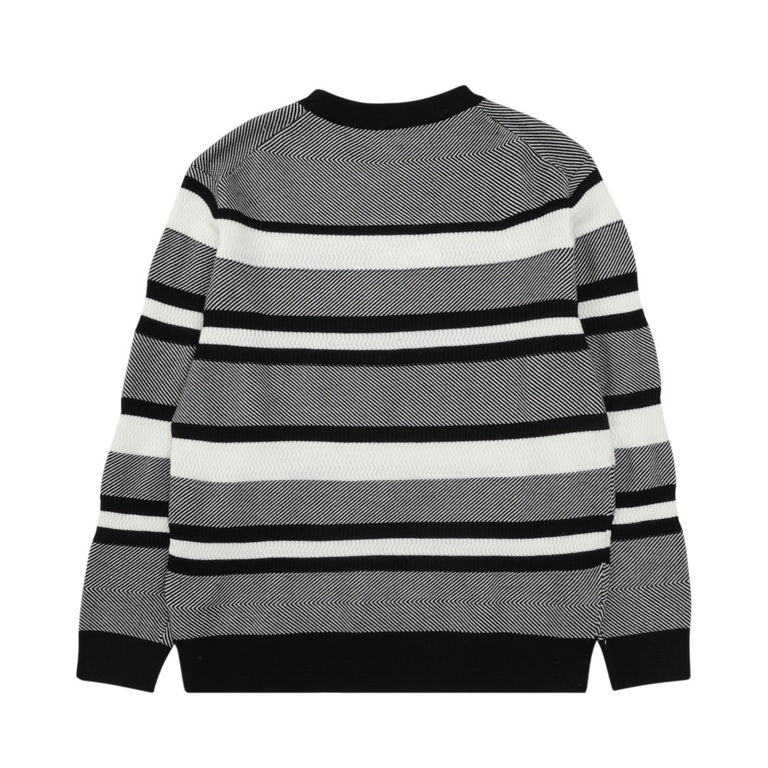Double CC logo embroidered striped knitted pullover sweater