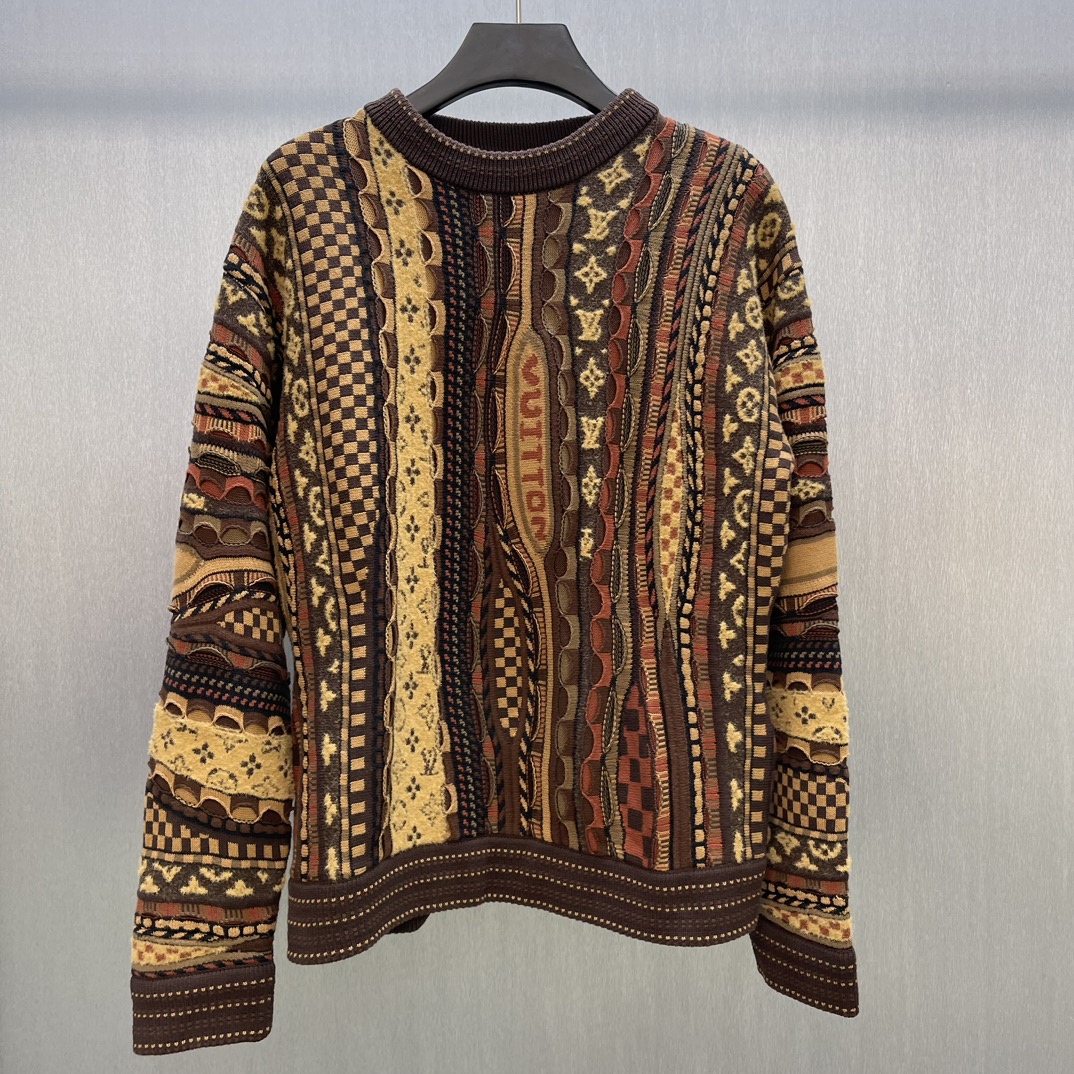 Jacquard pullover round-neck sweater