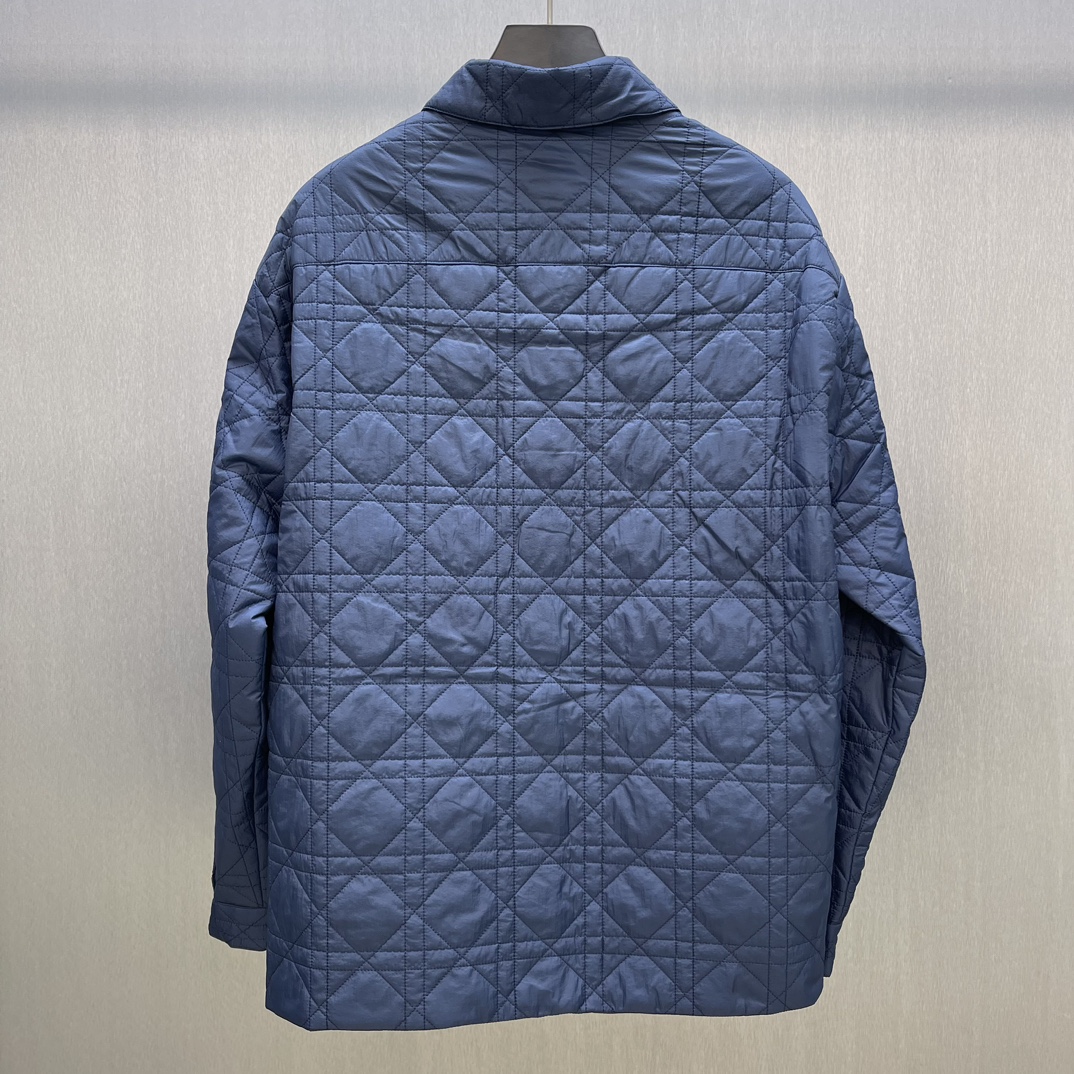 Deep blue tech fabric lily of the valley embroidered jacket