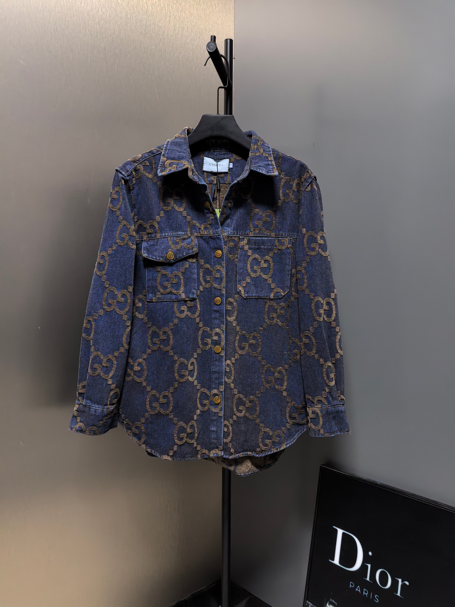 Blue washed and aged denim jacket