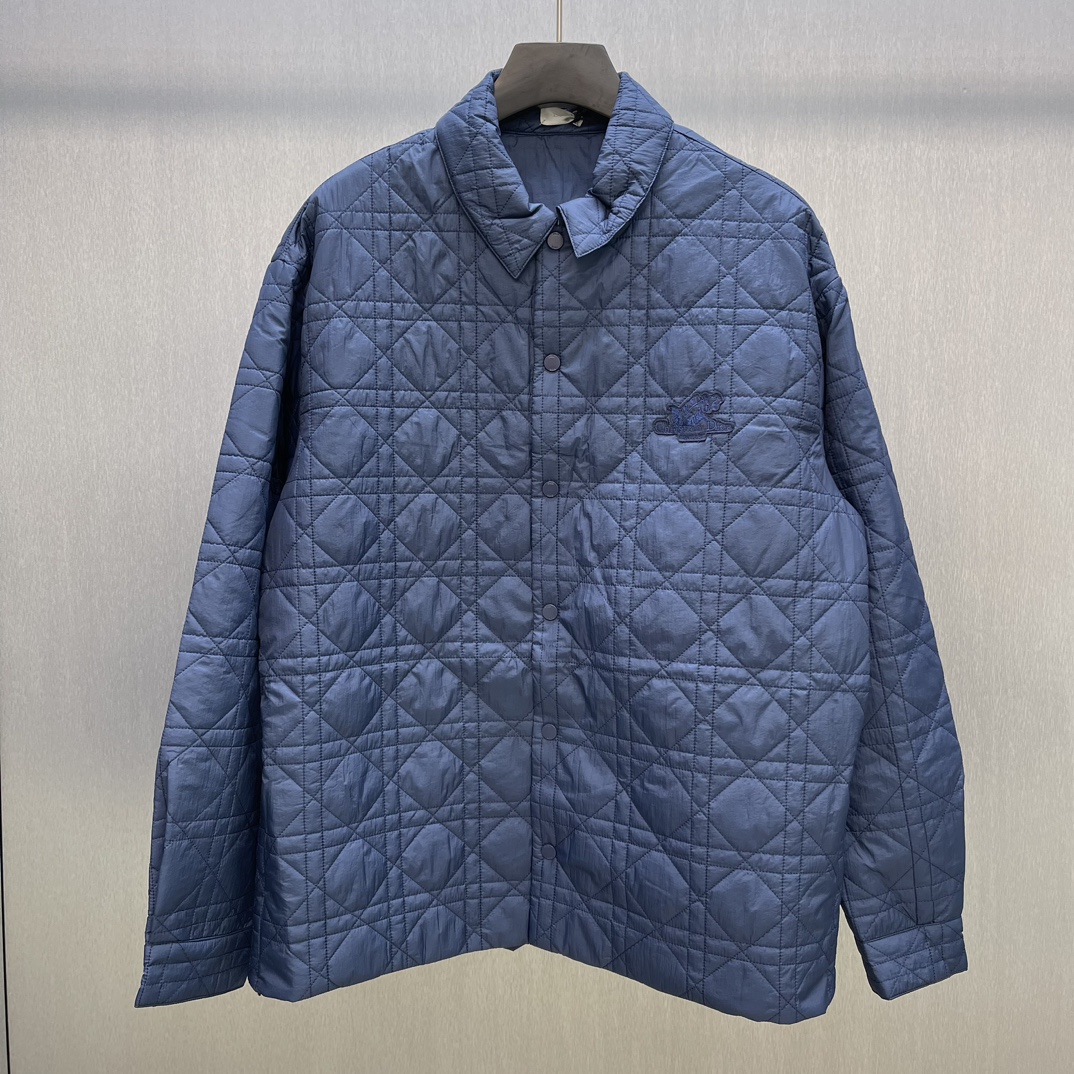 Deep blue tech fabric lily of the valley embroidered jacket