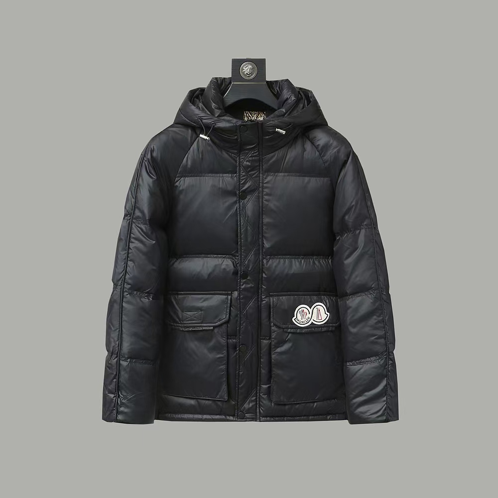 1:1 Top version Classic double-piece embroidered small logo pocket hooded down jacket