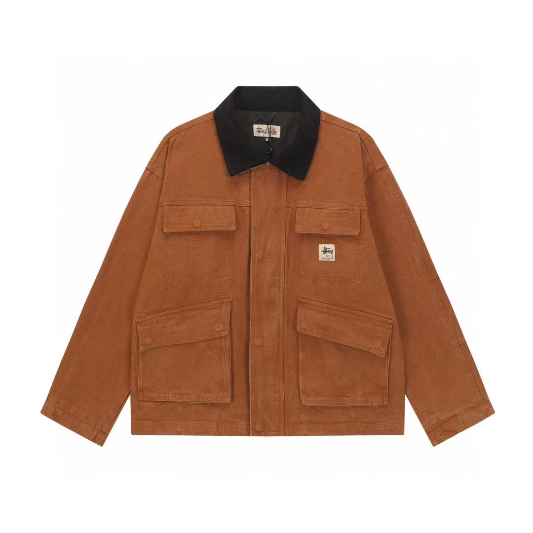 Retro heavy industry workwear washed thin jacket