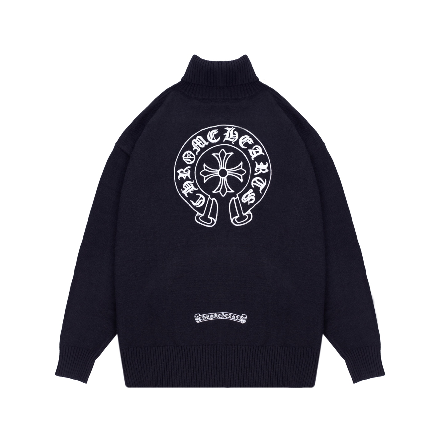 CH2025ss catwalk style mercerized cotton knitted loose high-neck sweater