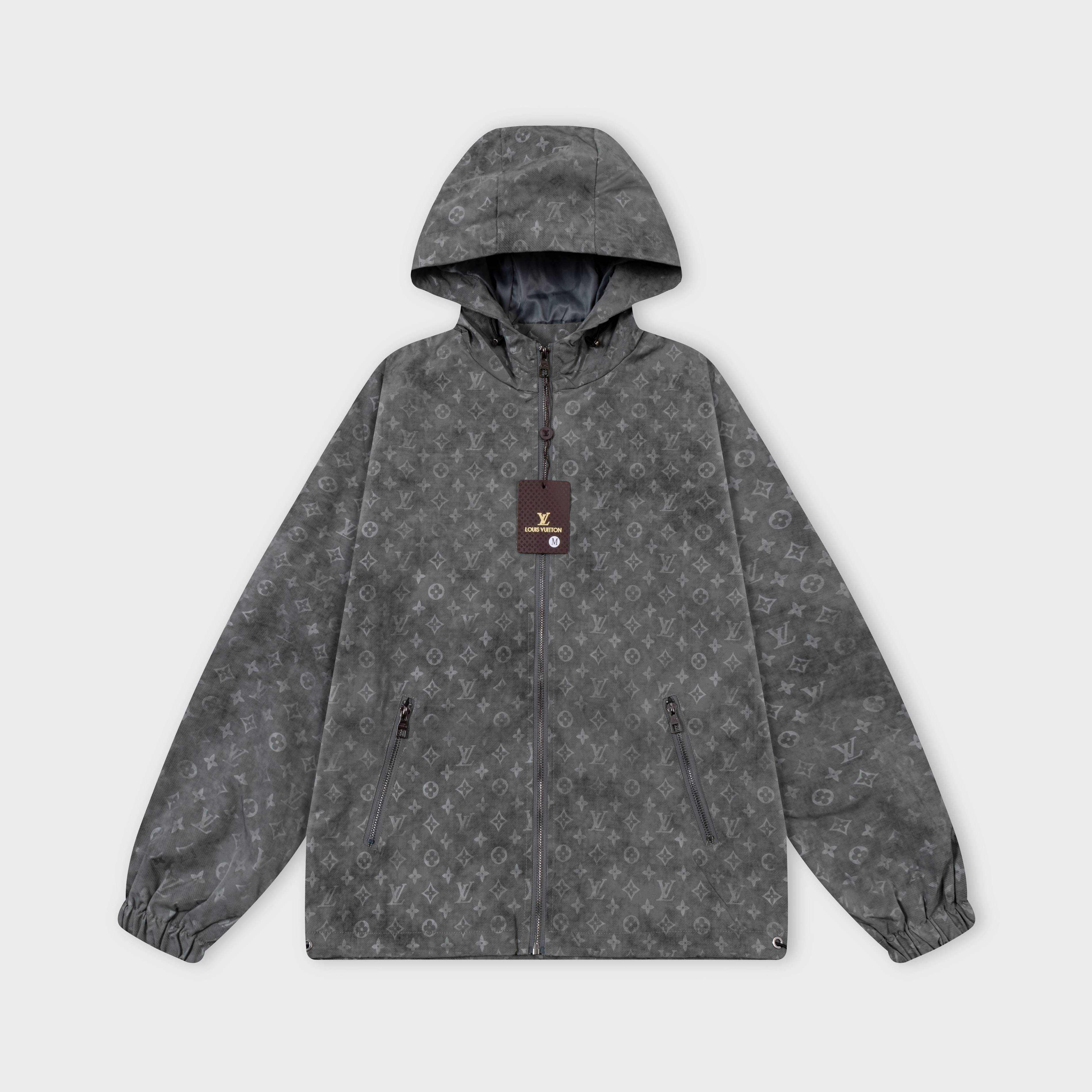 Grey double-layer high-quality hooded jacket