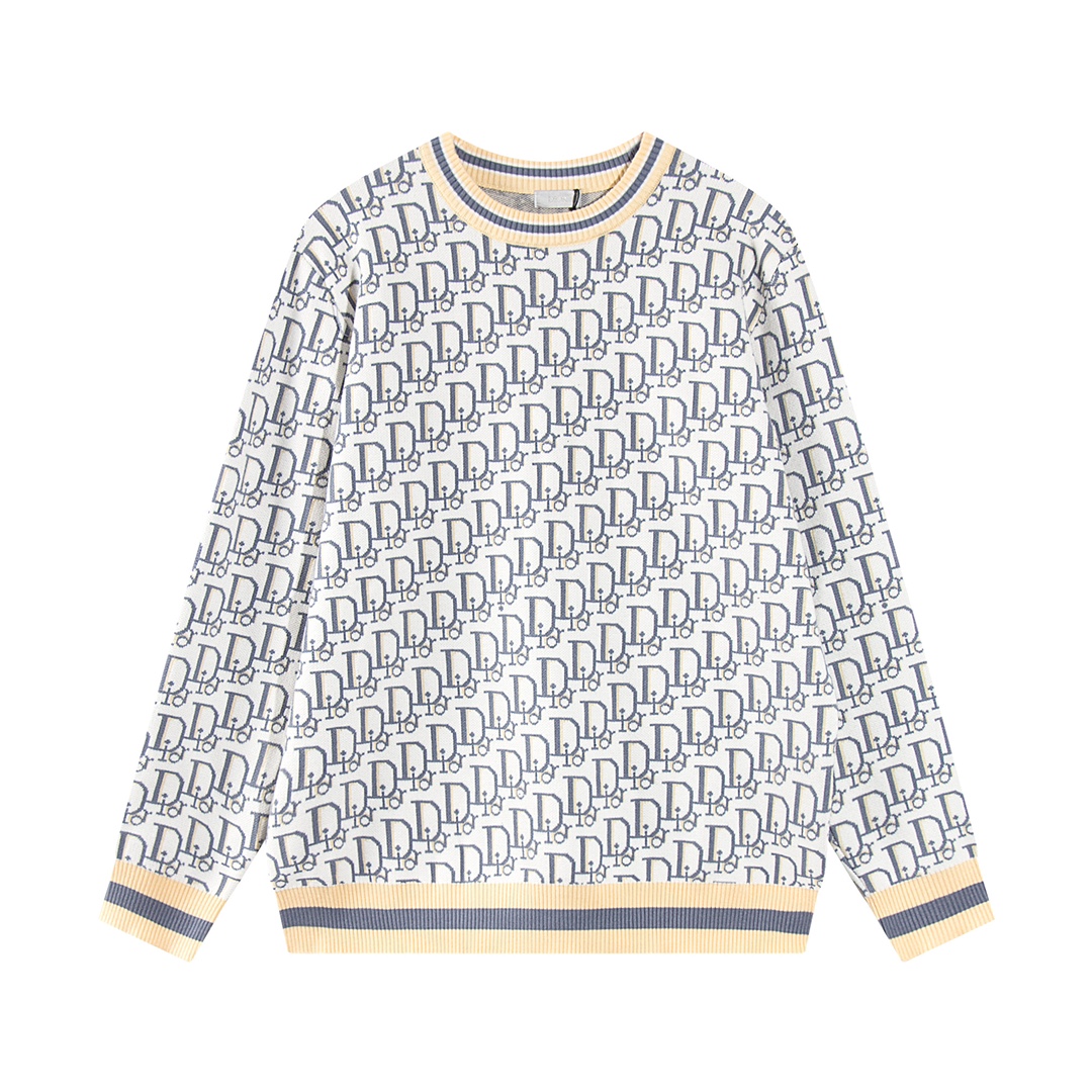 Classic lettering aged print logo fashion casual wool knitted sweater