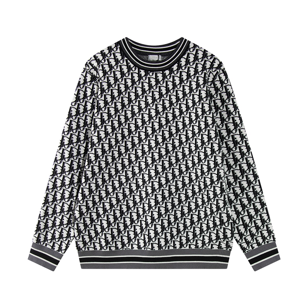 Classic lettering aged print logo fashion casual wool knitted sweater