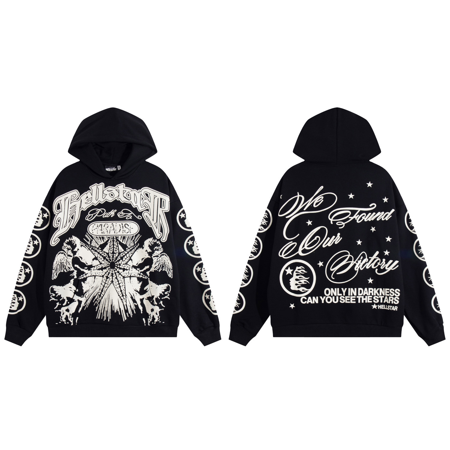 New arrvial washed black Printed hoodie
