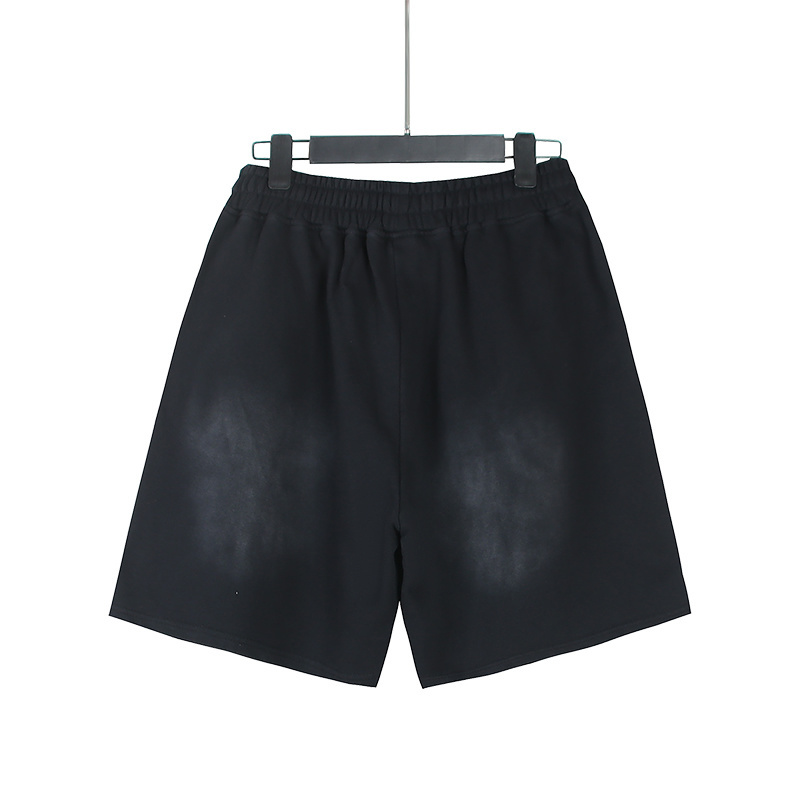 Washed Worn-out letter print cotton shorts