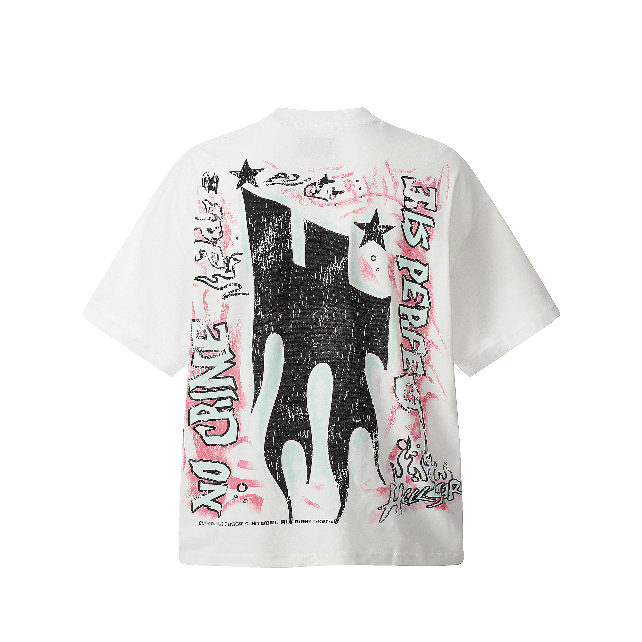 Full print flame sunglasses short sleeve cotton T-shirt