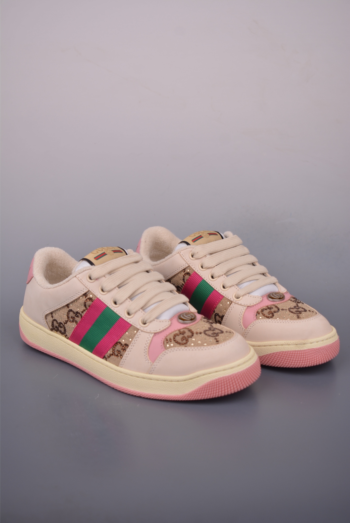 Sporty casual fashion pink-brown sneakers