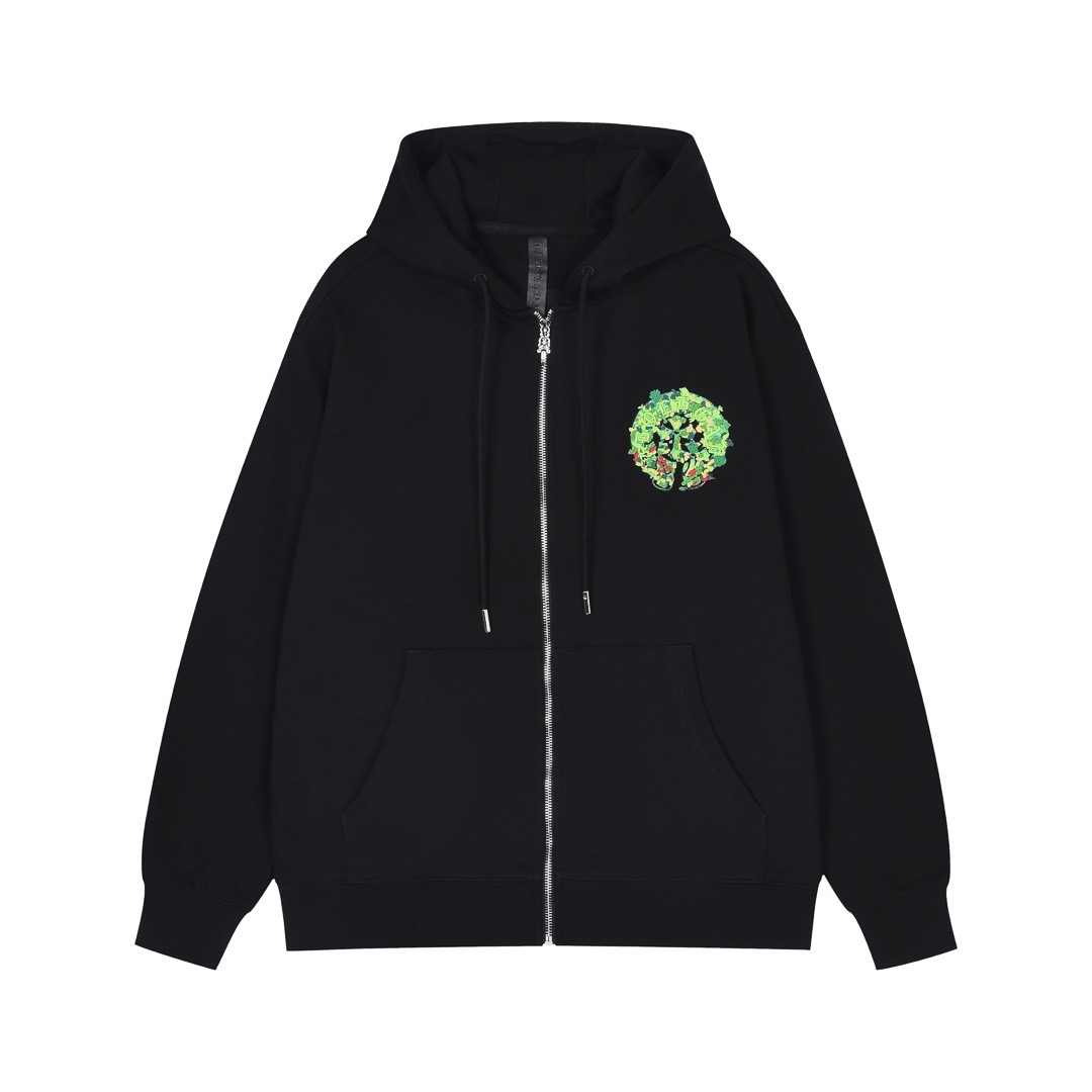 1:1 3D jungle embroidery couple casual cardigan hoodie