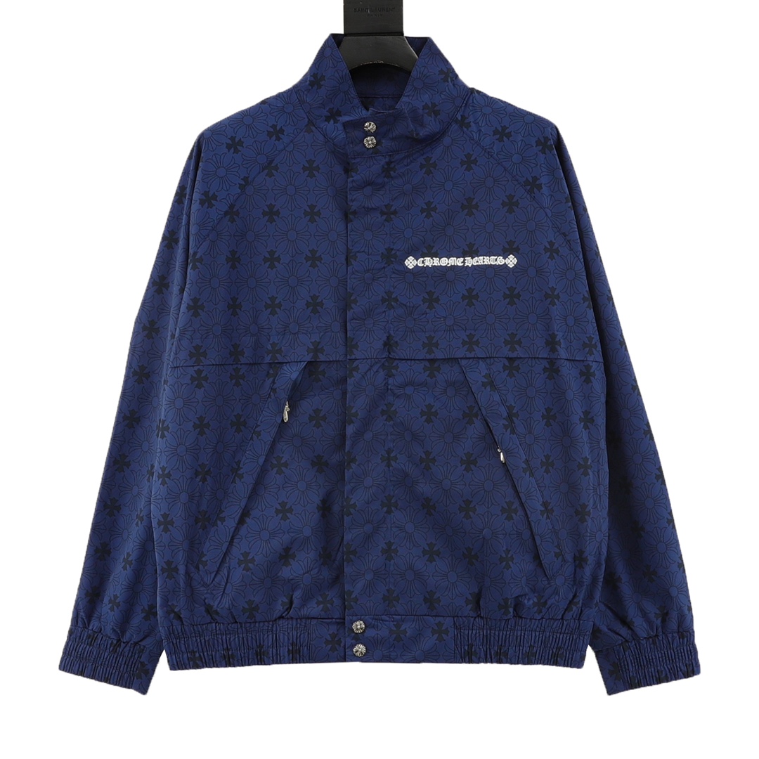 Dark-patterned full-printed windbreaker coat