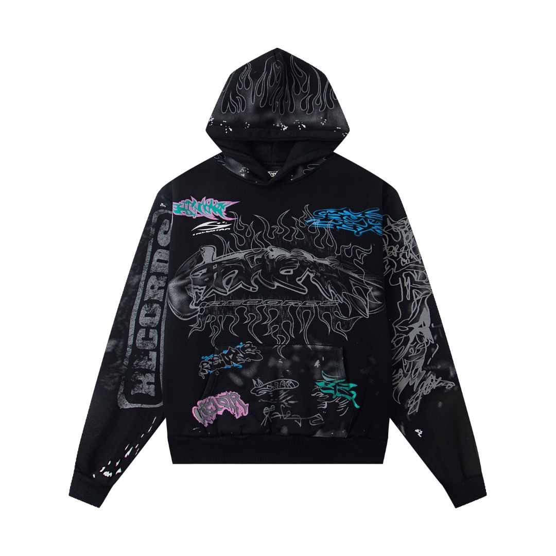 Printed Washed Soft Cotton Flannel hoodie
