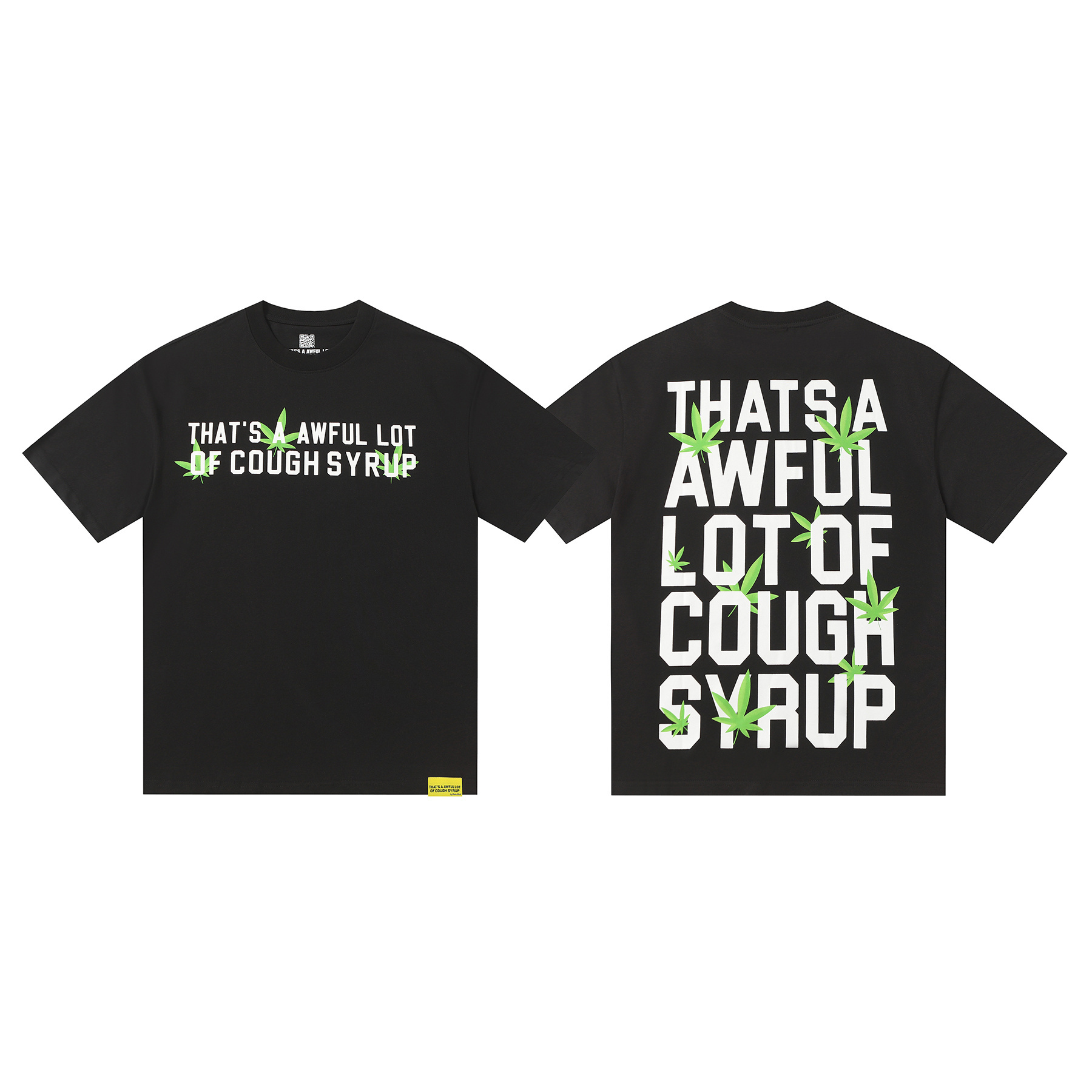 COUGH SYRUP WITH SCAN CODE  green leave cotton tee
