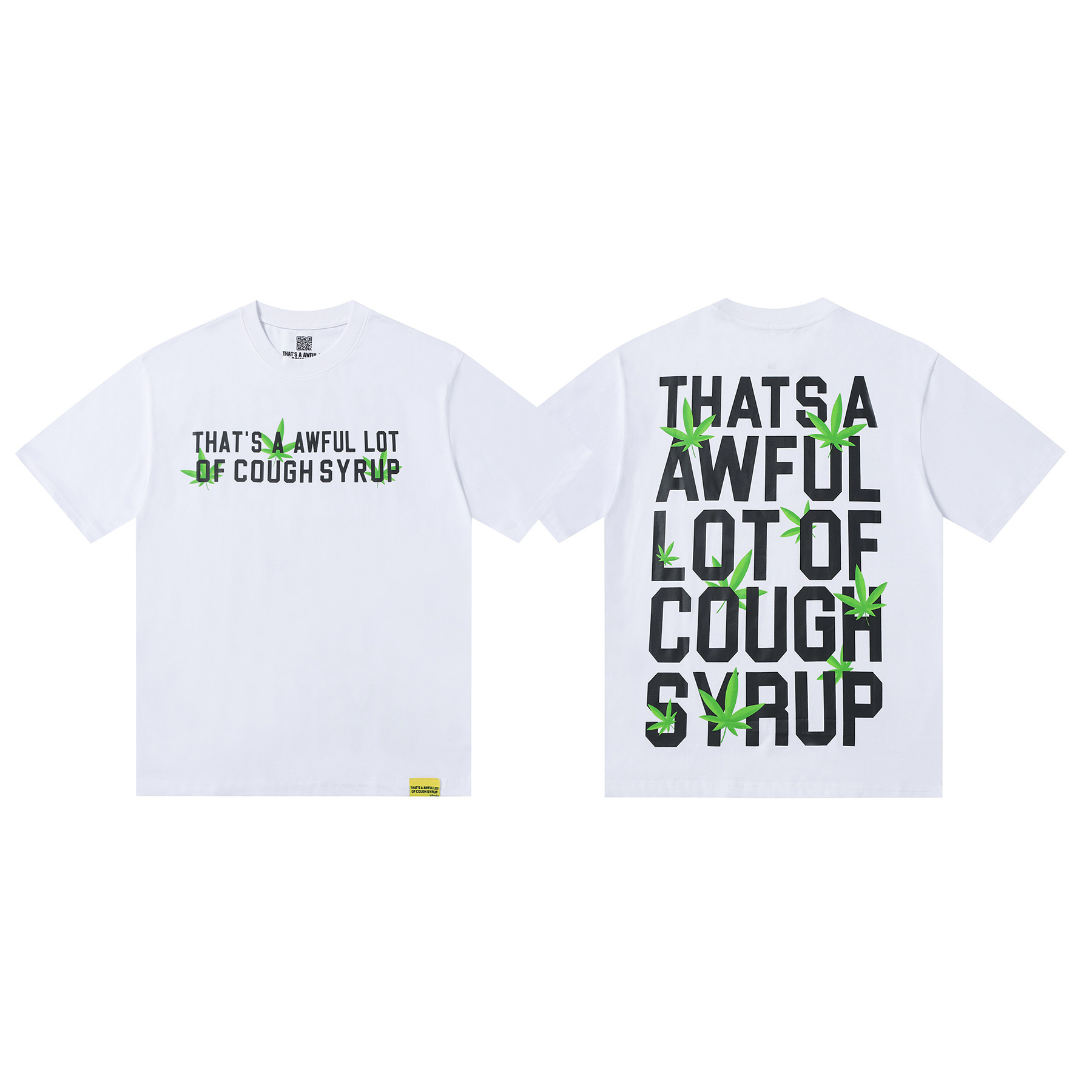 COUGH SYRUP WITH SCAN CODE  green leave cotton tee