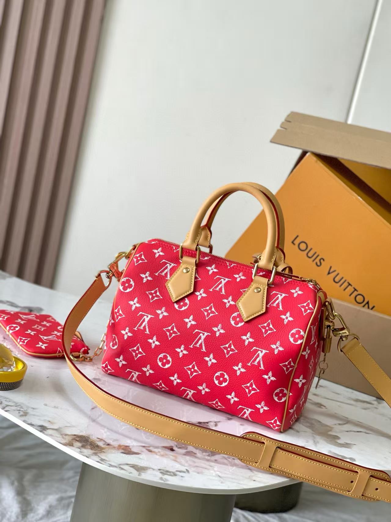1:1 red full logo bag