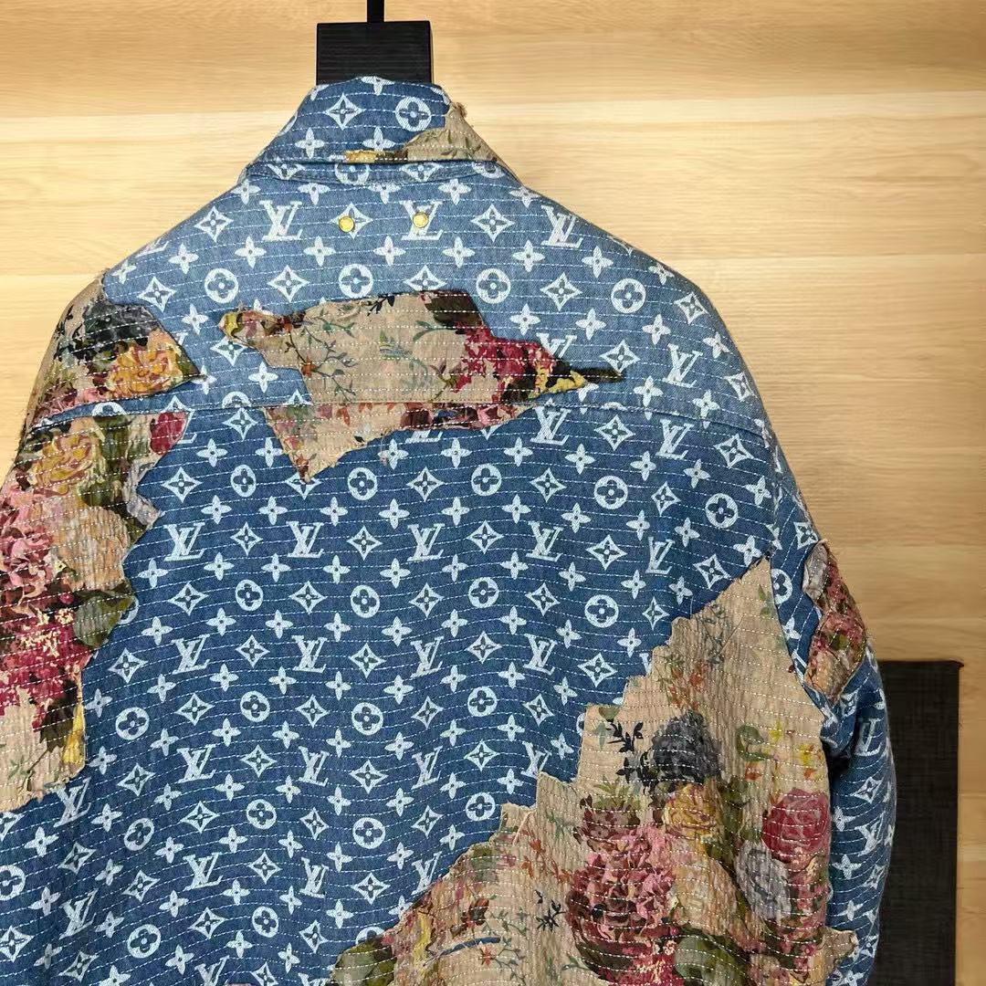 1:1 thick denim full logo jacket