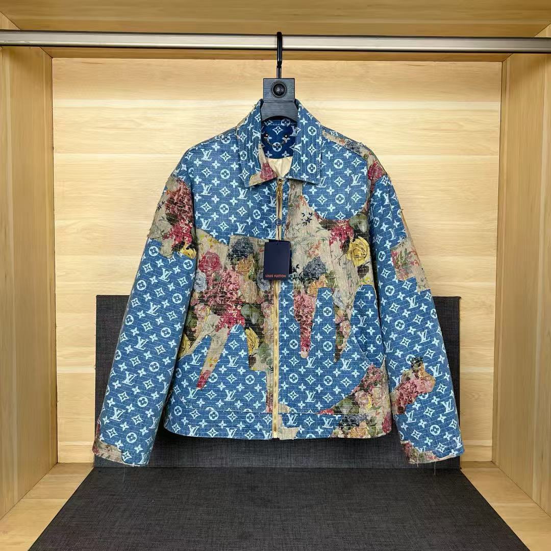 1:1 thick denim full logo jacket