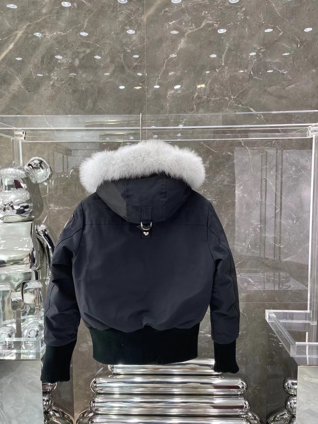 MK women's short down jacket black and Silver scissors