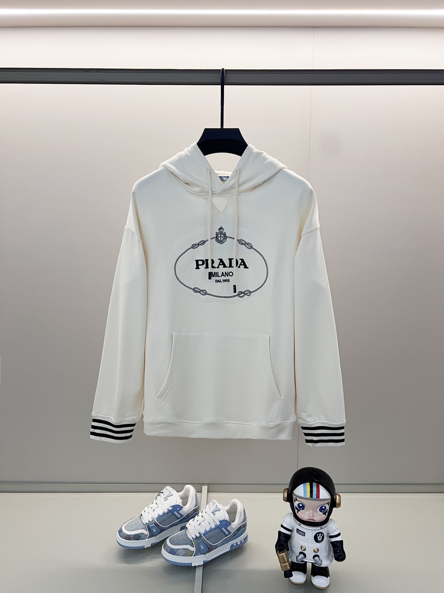 Classic crown embroidered letter pure cotton hooded sweatshirt